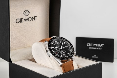 Zegarek Męski Giewont Chronograph Sapphire Brązowo Czarny GW8720-A1