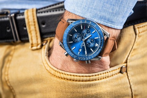 Zegarek Męski Giewont Chronograph Sapphire Brązowo Niebieski GW8720-A2