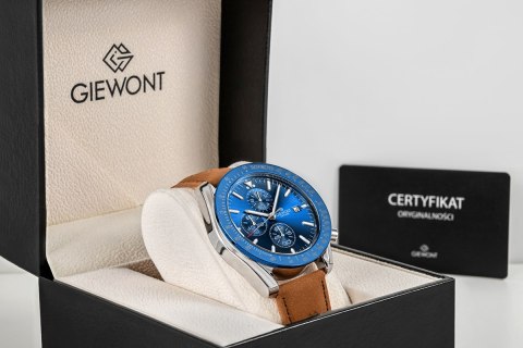 Zegarek Męski Giewont Chronograph Sapphire Brązowo Niebieski GW8720-A2