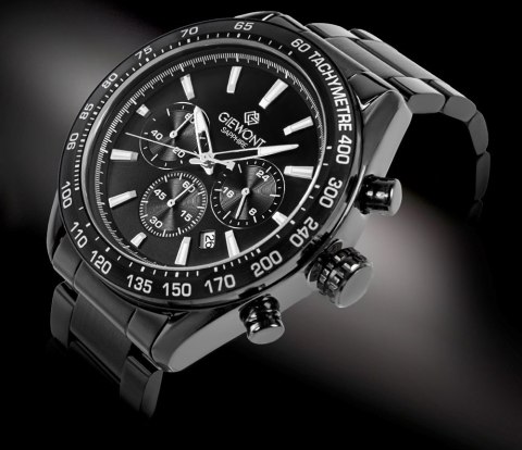 Zegarek Męski Giewont Chronograph Sapphire Czarny GW9580-B2