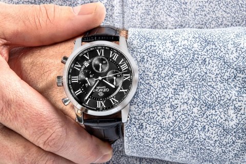 Zegarek Męski Giewont Chronograph Sapphire Srebrno Czarny GW6260-A2