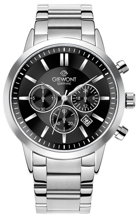 Zegarek Męski Giewont Chronograph Sapphire Srebrno Czarny GW8510-B1