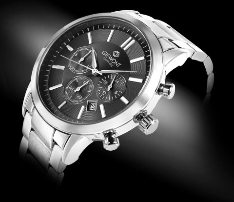 Zegarek Męski Giewont Chronograph Sapphire Srebrno Czarny GW8510-B1