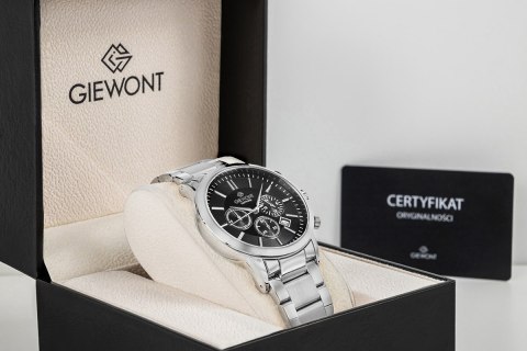 Zegarek Męski Giewont Chronograph Sapphire Srebrno Czarny GW8510-B1