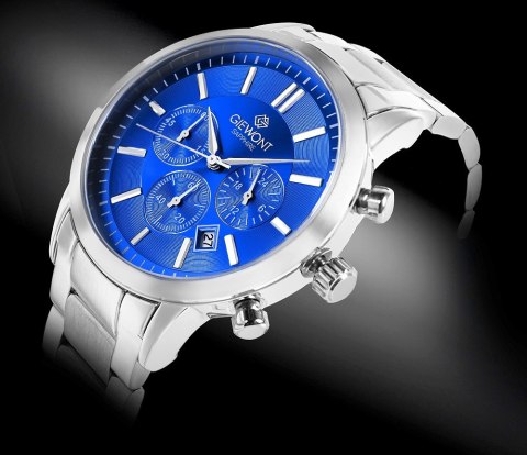 Zegarek Męski Giewont Chronograph Sapphire Srebrno Niebieski GW8510-B3