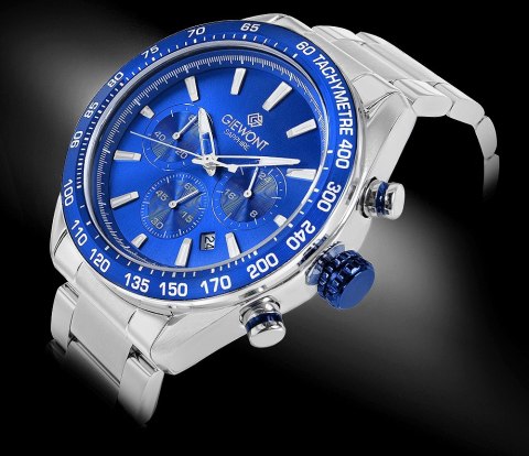 Zegarek Męski Giewont Chronograph Sapphire Srebrno Niebieski GW9580-B3
