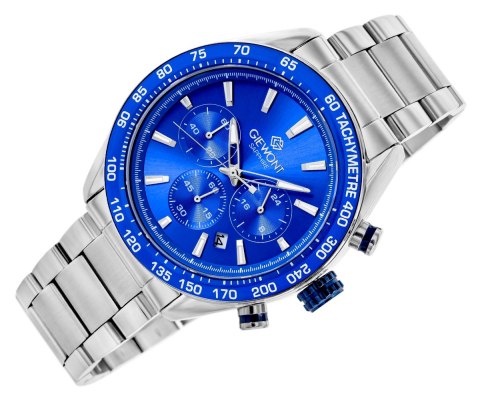 Zegarek Męski Giewont Chronograph Sapphire Srebrno Niebieski GW9580-B3