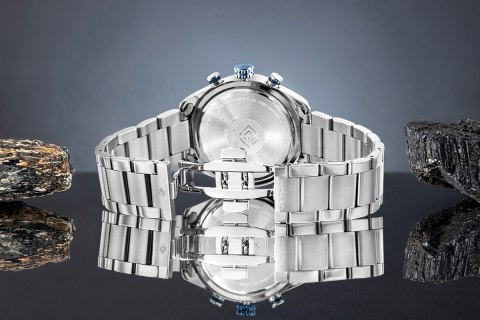 Zegarek Męski Giewont Chronograph Sapphire Srebrno Niebieski GW9580-B3