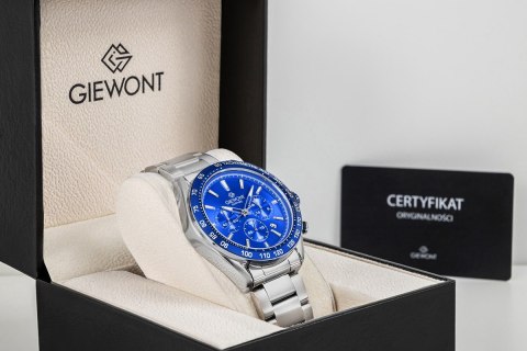 Zegarek Męski Giewont Chronograph Sapphire Srebrno Niebieski GW9580-B3