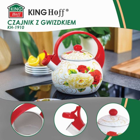 CZAJNIK EMALIOWANY 2L Z GWIZDKIEM KINGHOFF KH-1910