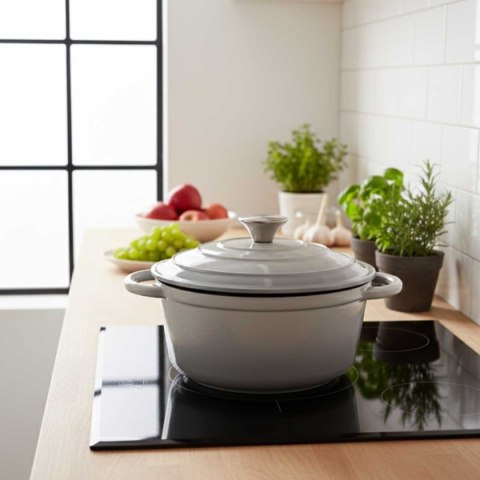 EMALIOWANY GARNEK ŻELIWNY 24cm 4L HAGE SZARY