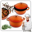 EMALIOWANY GARNEK ŻELIWNY 26cm 5L HAGE ORANGE