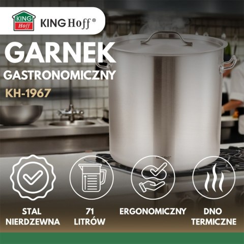 GARNEK GASTRONOMICZNY Z POKRYWĄ STALOWĄ 71L KINGHOFF KH-1967