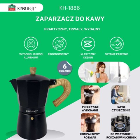 KAWIARKA ZAPARZACZ DO KAWY 300ml KINGHOFF KH-1886 INDUKCJA
