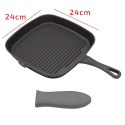 PATELNIA GRILLOWA ŻELIWNA 24cm Z SILIKONOWĄ NAKŁADKĄ 2668