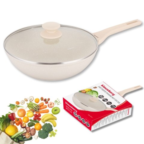 PATELNIA MARMURKOWA GŁĘBOKA WOK 28cm Z POKRYWĄ KLAUSBERG 28cm KB-7991