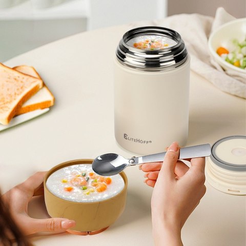 TERMOS OBIADOWY 1050ml Z MISKĄ I SKŁADANĄ ŁYŻKĄ E-8248